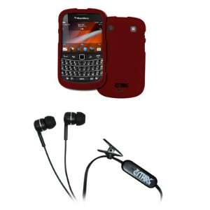  EMPIRE Red Rubberized Hard Case Cover + Stereo Hands Free 