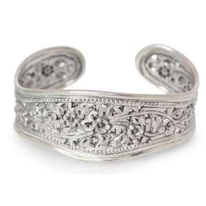  Sterling silver cuff bracelet, Frangipani Jewelry
