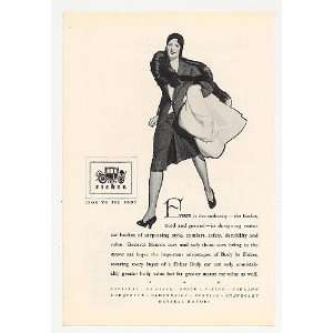  1930 GM Body by Fisher Lady Wearing Mink Fur Print Ad 