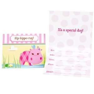  Hippo Pink Invitations (8) Party Supplies Toys & Games