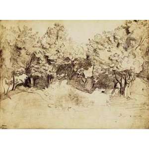  Sepia Corot Landscape by Jean Baptiste Camille Corot . Art 