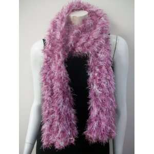   Toned Fuzzy Furry Scarf, Neck Wear, Wrap, Knitted, Shades of Purple