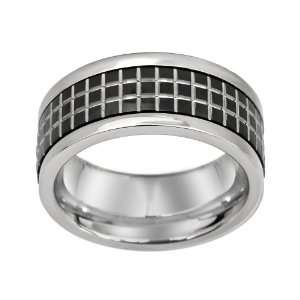   Stainless Steel 8.5 mm Brick Design Spinner Wedding Band, Size 11