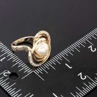 Arinna Swarovski Crystals pearl Gold GP fashion Rings  