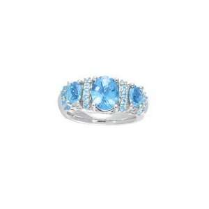  Swiss Blue Topaz Couture Ring in 14K White Gold 4.0 