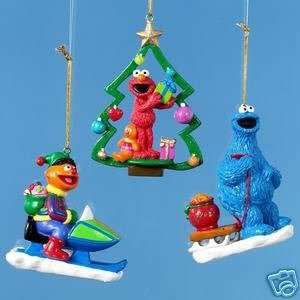  Sesame Street 3 Ornaments   Elmo, Ernie, Cookie Monster 