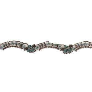  Design House Lace Trim Lucrece Chocolate/Teal By The Yard 