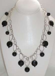 WHITE HOUSE/BLACK MARKET NECKLACE Silvertone with Beads  