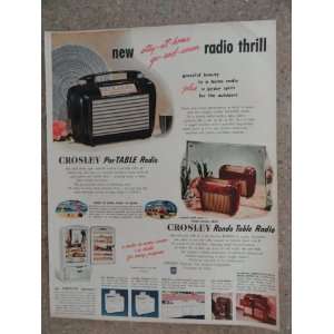 Crosley Rondo table radio, Vintage 40s full page print ad 