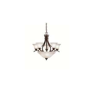   Light Single Tier Chandelier in Tannery Bronze with Etched Seddy glass