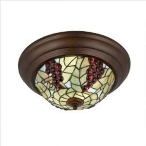 Kaleidoscope Flush Mount with Inlaid Grape Jewels in Bronze Size 6 H 