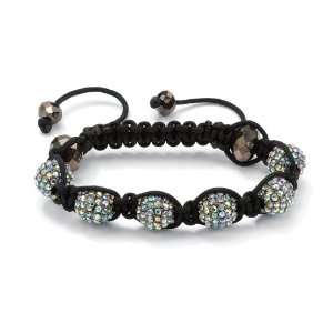   Macrame Rope Aurora Borealis Crystal Ball Adjustable Bracelet Jewelry