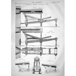  1868 AUSTRIAN MUZZLE PIVOTING GUNS DIAGRAMS LONGITUDINAL 