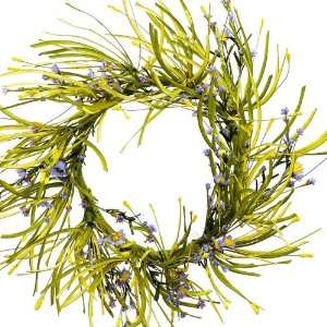  Artificial Willow Leaf Wreath. Blue Flower Accents. 18 