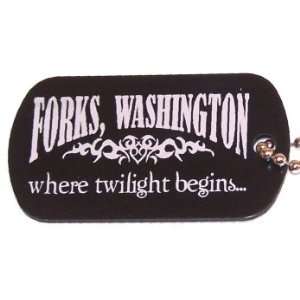  Forks Washington Black Dog Tag with Neck Chain Everything 