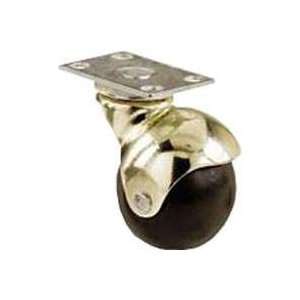 Hooded Ball Caster with Plate, 1 1/2 Bright Brass