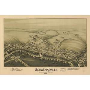  Historic Panoramic Map Schwenksville, Montgomery County 