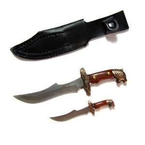  Athame Daggers with Tiger Heads in Leather Sheath 
