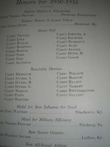 MILLERSBURG MILITARY INSTITUTE 1932 33 CATALOG YEARBOOK  