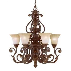   Chandelier   Antique Copper Finish  Tinted Scavo Glass Home