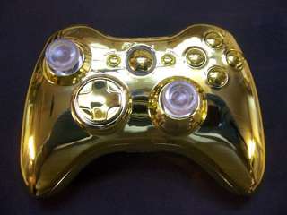 Custom Xbox 360 wireless controller   Full Gold with Red LEDs + Skin 