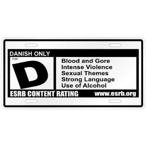  Danish Only / E S R B Parodie Denmark License Plate Country Home