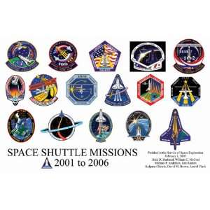  Space Shuttle Mission Insignia Print   2001 to 2006 