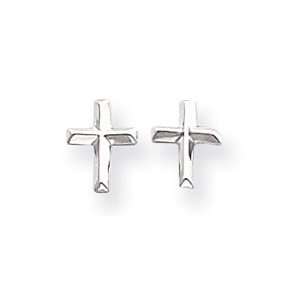 Sardelli   14kt Polished White Gold Cross Post Earrings Jewelry