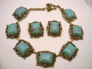 Vintage Mid Century Thermoset Necklace Earrings Set  