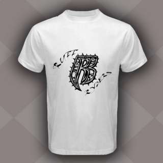 New Ruff Ryders Logo Run DMC Rap Hip Hop White T Shirt Size S,M,L,XL 
