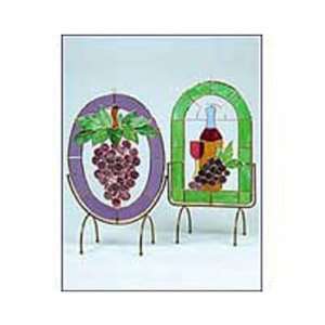 New Gallery Art Glass Red Wine & Grapes Large 3 D Window Chain 