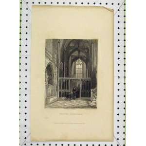  View Interior Bristol Cathedral 1837 Engraving Winkles 
