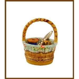  Sewing Basket with Thimble, Thread & Scissors French 