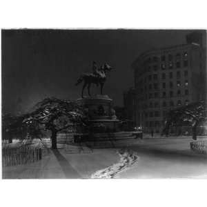   Thomas,Thomas Circle,Washington,DC,snow,night,1911