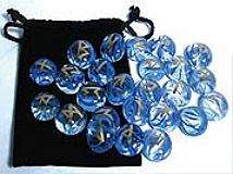 Blue Glass w/Swirl Runes Set with Pouch Rune set consisting of 25 