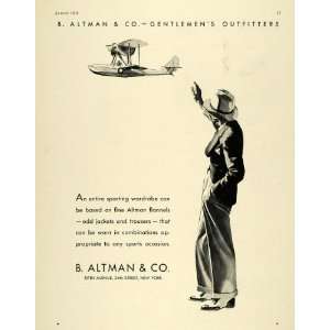  1931 Ad B. Altman Gentlemens Clothing Airplane Waving 
