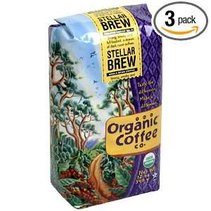 The Organic Coffee Co. Stellar Brew, Whole Bean, 12 Ounce Bags (Pack 