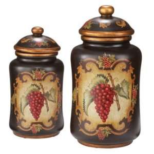   Style Grape & Scroll Motif Decorative Canisters