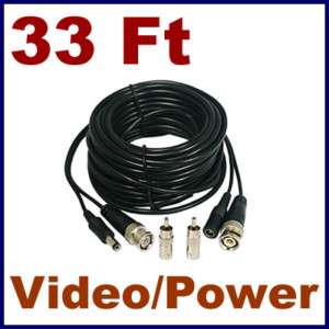 33 ft 10m BNC Video & Power Security Camera CCTV Cable DVR CCD Zmodo 