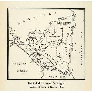 Print Nicaragua Central America Political Division Territory State Map 