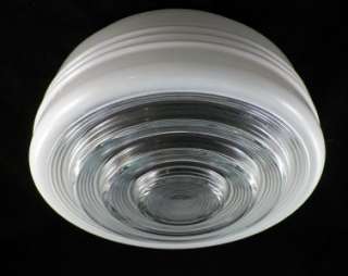 Vtg Art Deco White Frosted Glass Round Ceiling Fixture Light Shade 