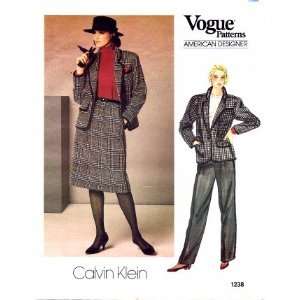   Designer Calvin Klein Jacket Skirt Pants Suit Size 10   Bust 32 1/2