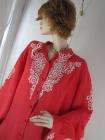 Bob Mackie Wearable ART RED silk Embroidered Womens shirt top Plus 3X 