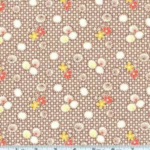   Crosshatch Flower Brown Fabric By The Yard Arts, Crafts & Sewing