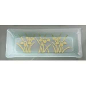  Nature Series Iris rectangular tray Handmade glass 13 1/2 