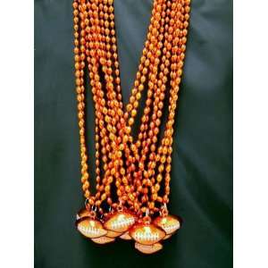   Orange Mardi Gras Beads with Football Pendant   Dozen Toys & Games