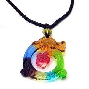  Liuli Colorful Dragon Glass Pendant Necklace Everything 