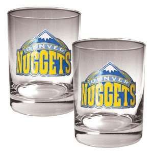  Denver Nuggets NBA 2pc Rocks Glass Set   Primary Logo 