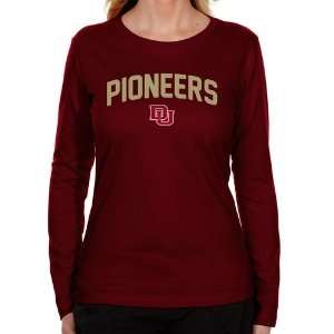 Denver Pioneers Ladies Mascot Logo Long Sleeve Classic Fit T Shirt 