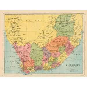  Bartholomew 1877 Antique Map of Cape Colony Kitchen 